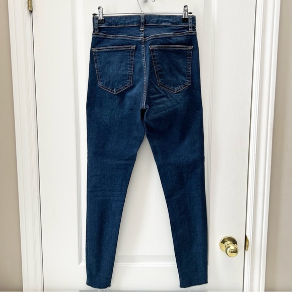 Topshop Moto Jamie Skinny Jeans High Rise Raw Hem Dark Indigo Blue Size 26 - Picture 5 of 14